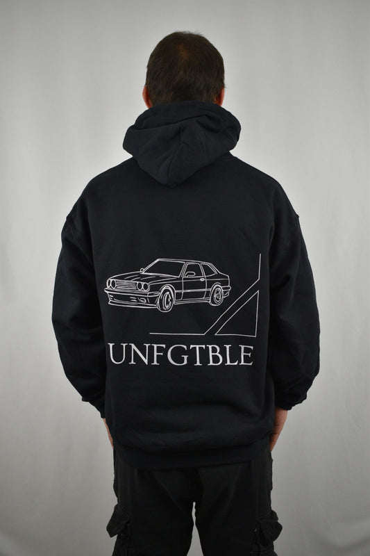 Oversized Hoodie Car in Schwarz in der Rückansicht - nachhaltige Streetwear von unfgtble