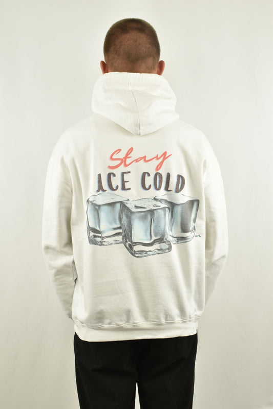 Oversized Hoodie Ice Cold in Weiß in der Rückansicht - nachhaltige Streetwear von unfgtble