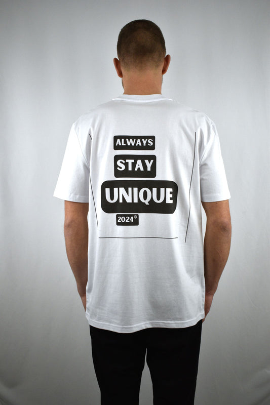 Oversized T-Shirt Stay Unique in der Rückansicht - nachhaltige Streetwear von unfgtble