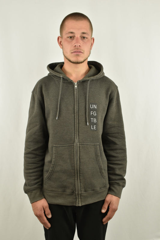Oversized Zip-Hoodie Basic in Grau in der Frontansicht - nachhaltige Streetwear von unfgtble
